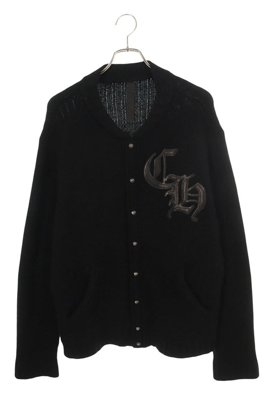 Chrome Hearts CH Leather Patch Cross Ball Button Knit Size L