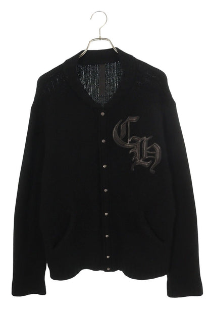 Chrome Hearts CH Leather Patch Cross Ball Button Knit Size L