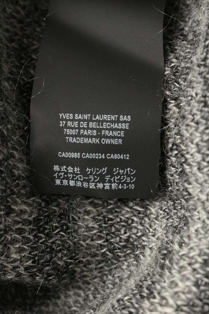 Saint Laurent Paris Boarder Knit Sweater Black x White Size XL