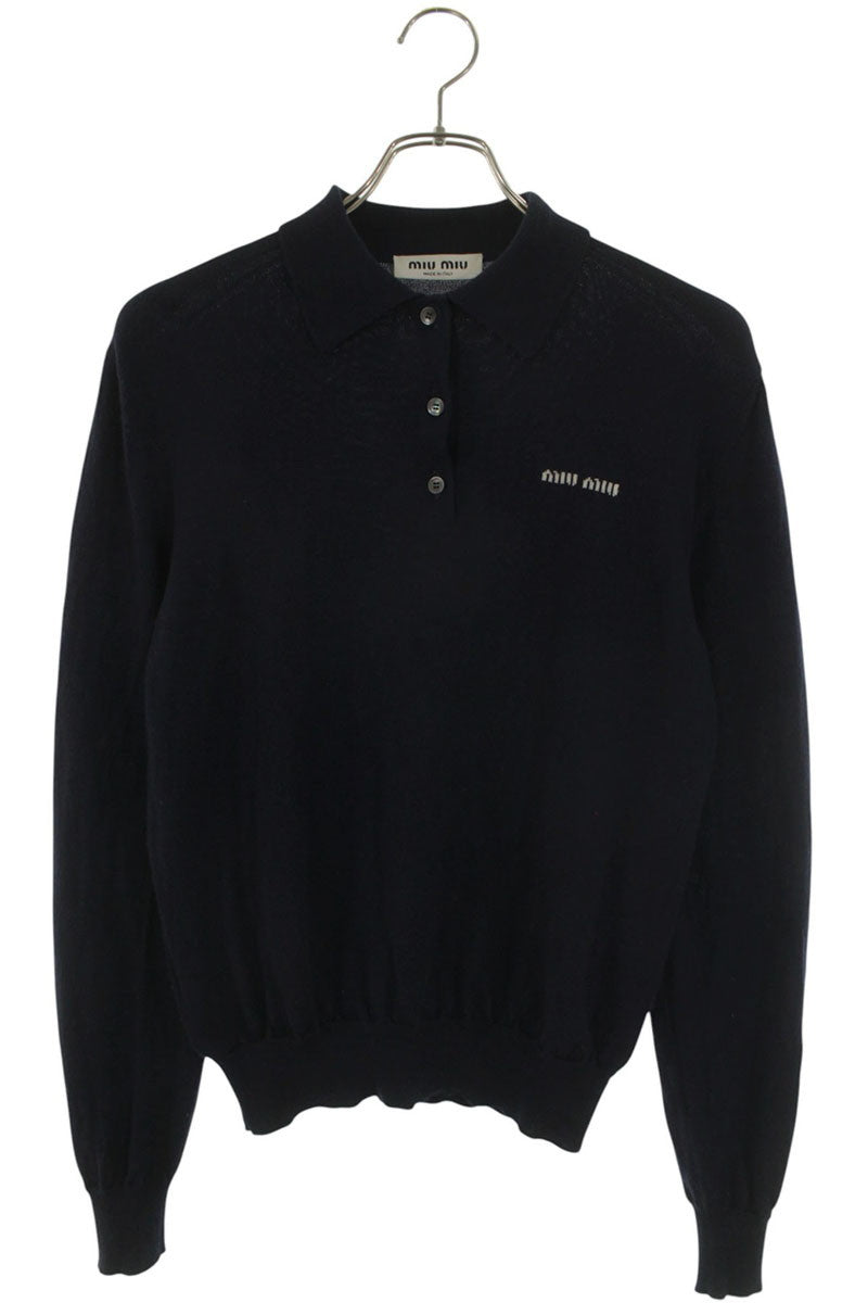miumiu Polo Wool Knit Navy Size 38