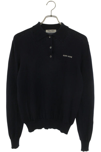 miumiu Polo Wool Knit Navy Size 38