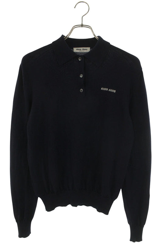 miumiu Polo Wool Knit Navy Size 38