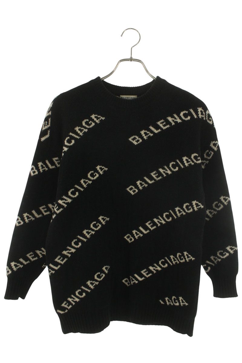 Balenciaga Logo Knit Sweater Black x White Size XS
