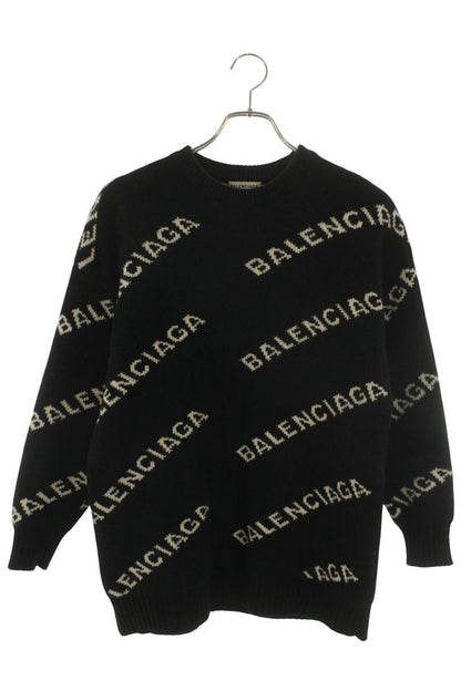 Balenciaga Logo Knit Sweater Black x White Size XS