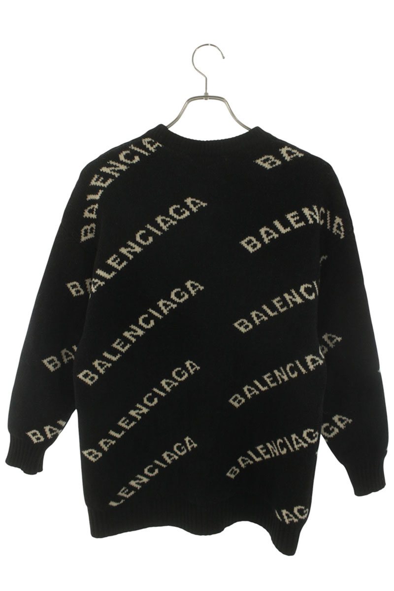 Balenciaga Logo Knit Sweater Black x White Size XS