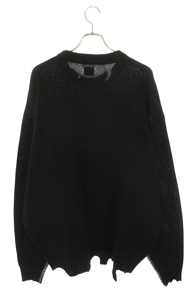 Saint Michael Distressed Logo Knit Sweater Black Size XL
