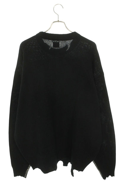 Saint Michael Distressed Logo Knit Sweater Black Size XL