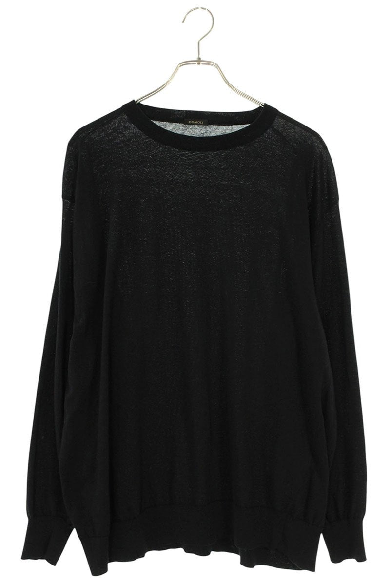 COMOLI 25SS Cotton Crewneck Knit Black Size L