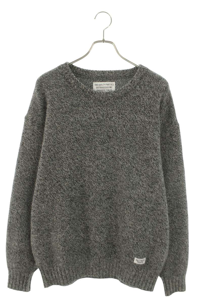 WACKO MARIA Classic Crewneck Sweater Gray Wool Size L