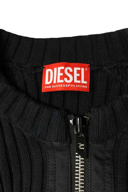 DIESEL K-MATTY Zip-Up Cotton Knit Black Size S