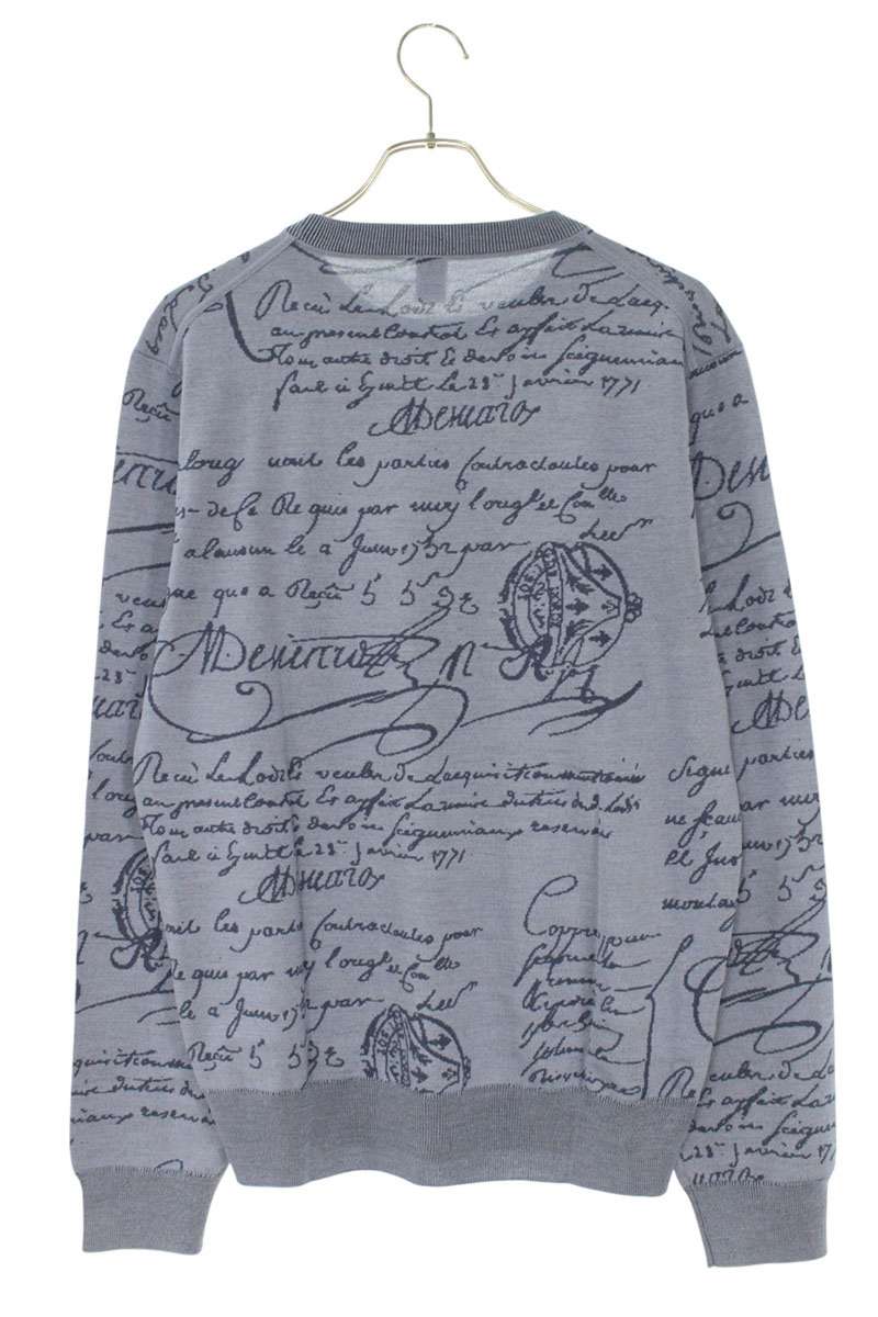 Berluti Scritto Calligraphy Wool Knit Light Blue Size L