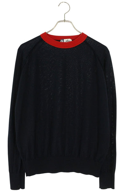 Loro Piana Crewneck Cotton Silk Knit Navy Red Size XS