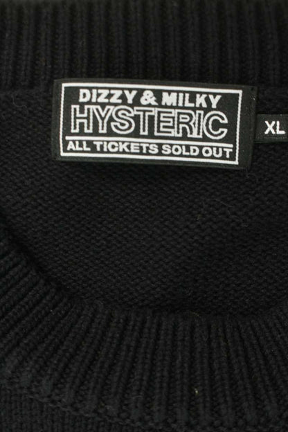 HYSTERIC GLAMOUR 24AW Logo Crewneck Knit Black Cotton Size L