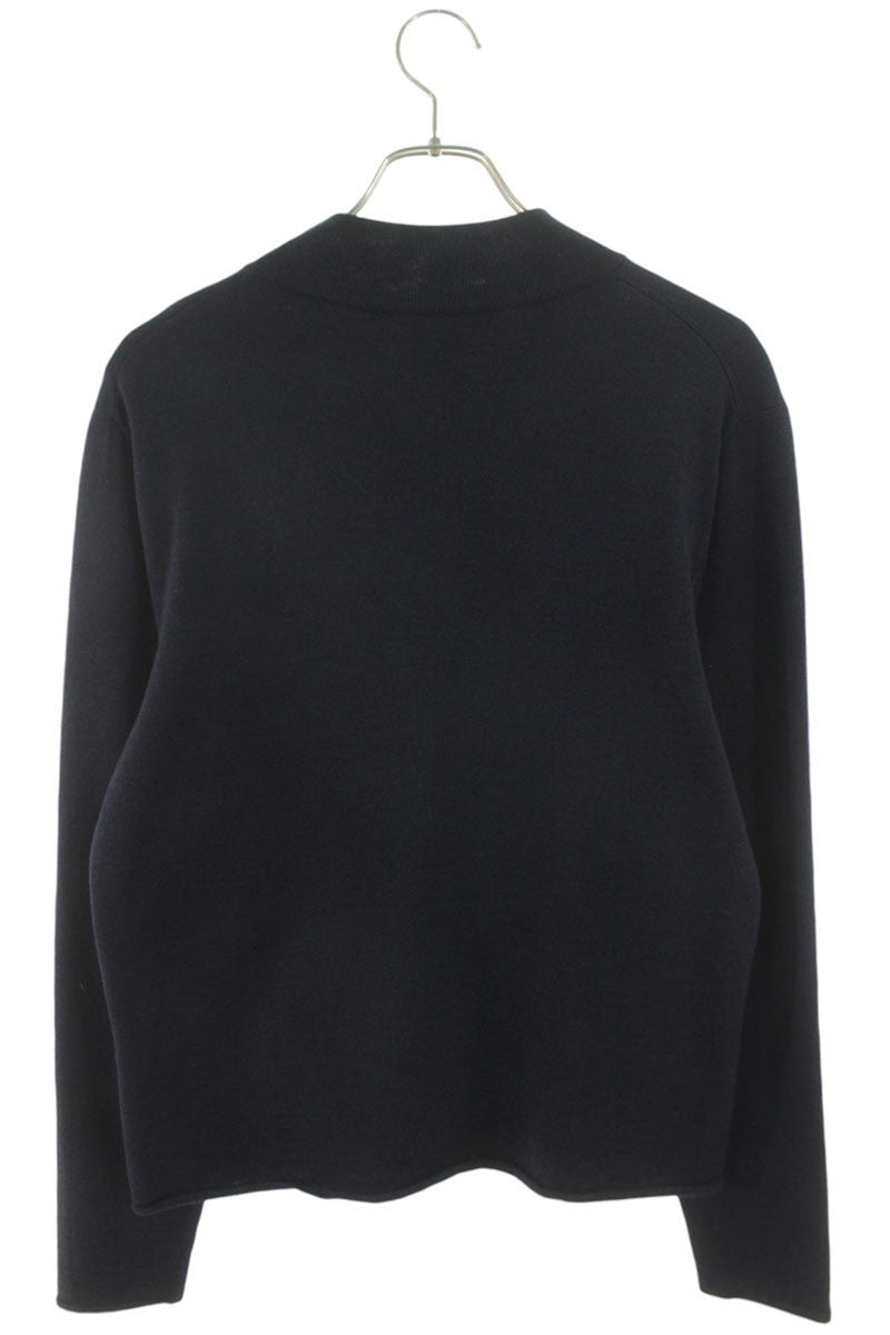 DIOR Logo Embroidered Mockneck Wool Silk Knit Navy Size M