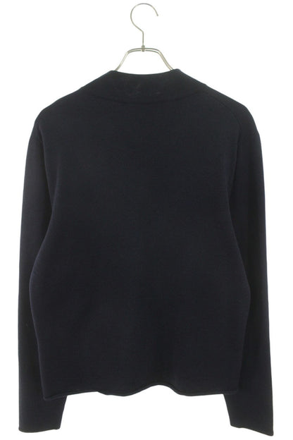 DIOR Logo Embroidered Mockneck Wool Silk Knit Navy Size M
