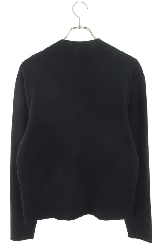 DIOR Logo Embroidered Mockneck Wool Silk Knit Navy Size M