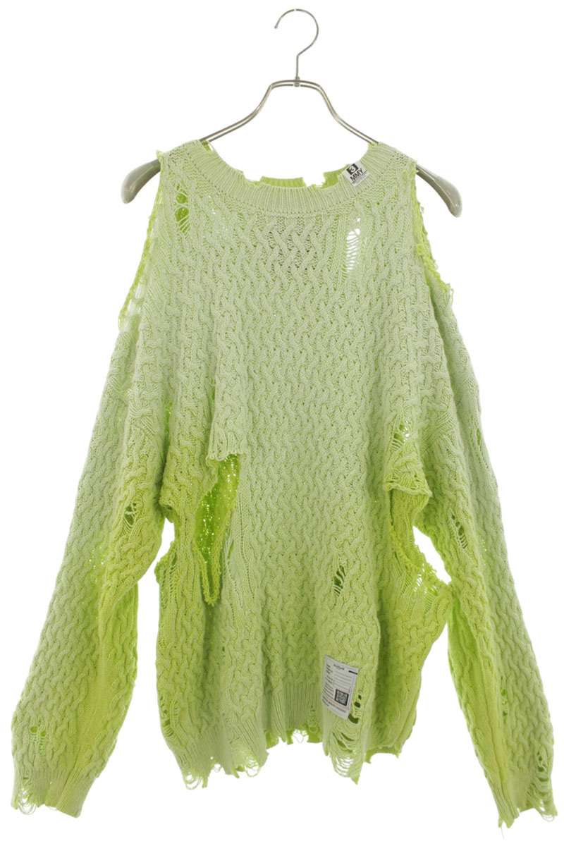 MIHARAYASUHIRO Distressed Cotton Knit Green Size L