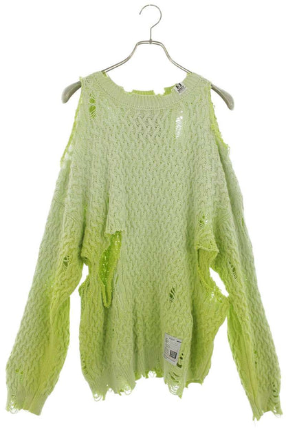 MIHARAYASUHIRO Distressed Cotton Knit Green Size L