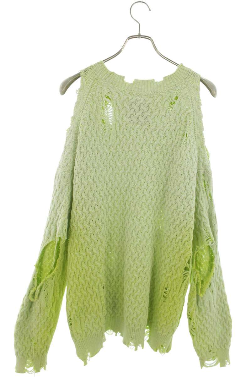 MIHARAYASUHIRO Distressed Cotton Knit Green Size L