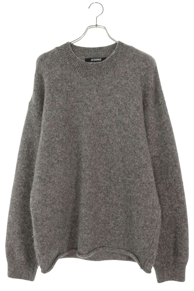 JACQUEMUS Back Logo Alpaca Wool Blend Knit Gray Size L
