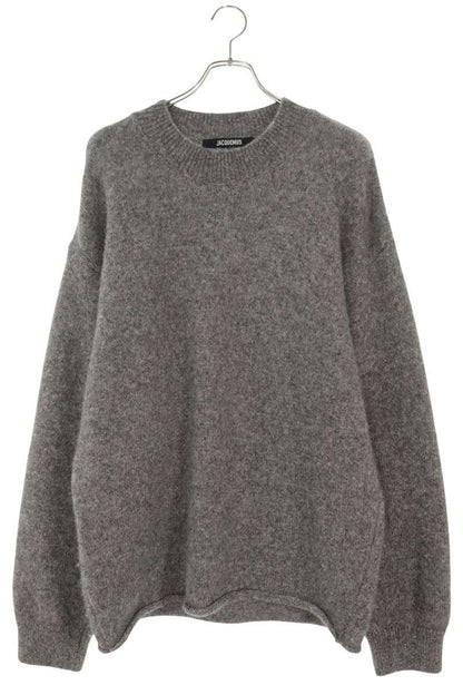 JACQUEMUS Back Logo Alpaca Wool Blend Knit Gray Size L