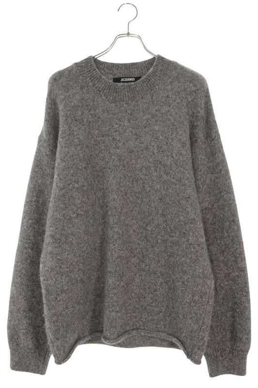 JACQUEMUS Back Logo Alpaca Wool Blend Knit Gray Size L