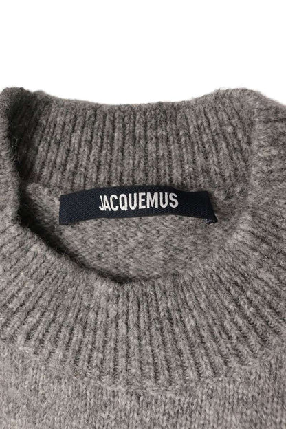 JACQUEMUS Back Logo Alpaca Wool Blend Knit Gray Size L