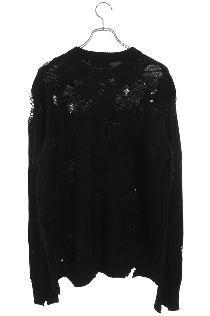 CHARLES JEFFREY LOVERBOY Distressed Logo Knit Black Size S