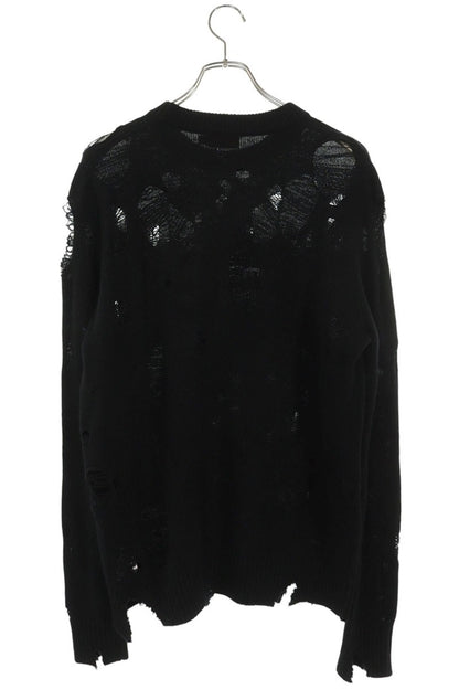 CHARLES JEFFREY LOVERBOY Distressed Logo Knit Black Size S