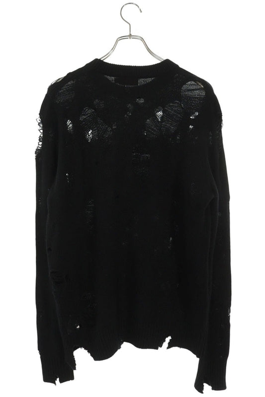 CHARLES JEFFREY LOVERBOY Distressed Logo Knit Black Size S