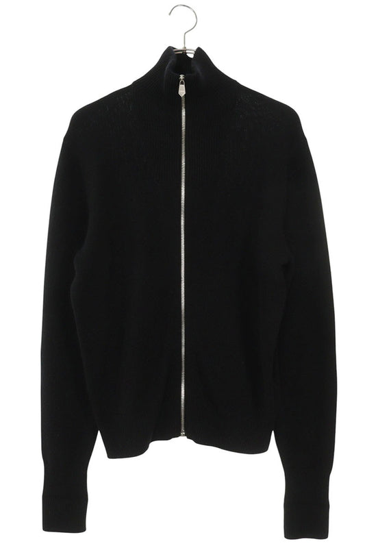 HERMES Chaine d'Ancre Elbow Patch Zip Knit Black Size XS