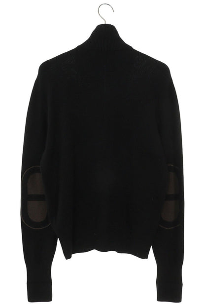 HERMES Chaine d'Ancre Elbow Patch Zip Knit Black Size XS