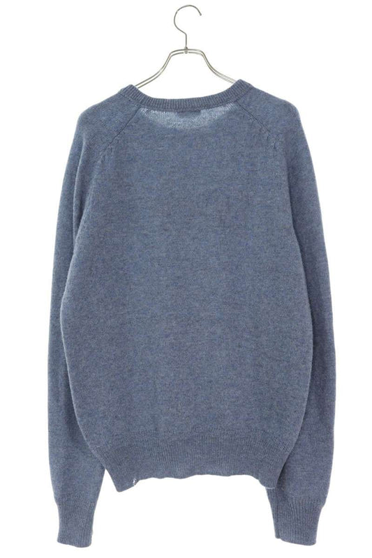 DIOR 21AW Wool Logo Embroidered Crew Neck Knit Blue Size XXL