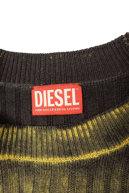 DIESEL Wool Ribbed Crew Neck Knit Multi Size S