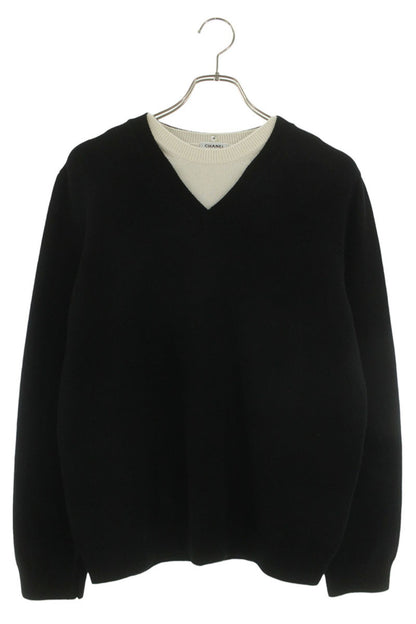 CHANEL Coco Mark Patch Layered Knit Multi Size XS