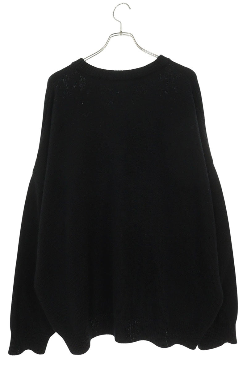 CELINE Dash Snow Wool Crew Neck Knit Black Size XL