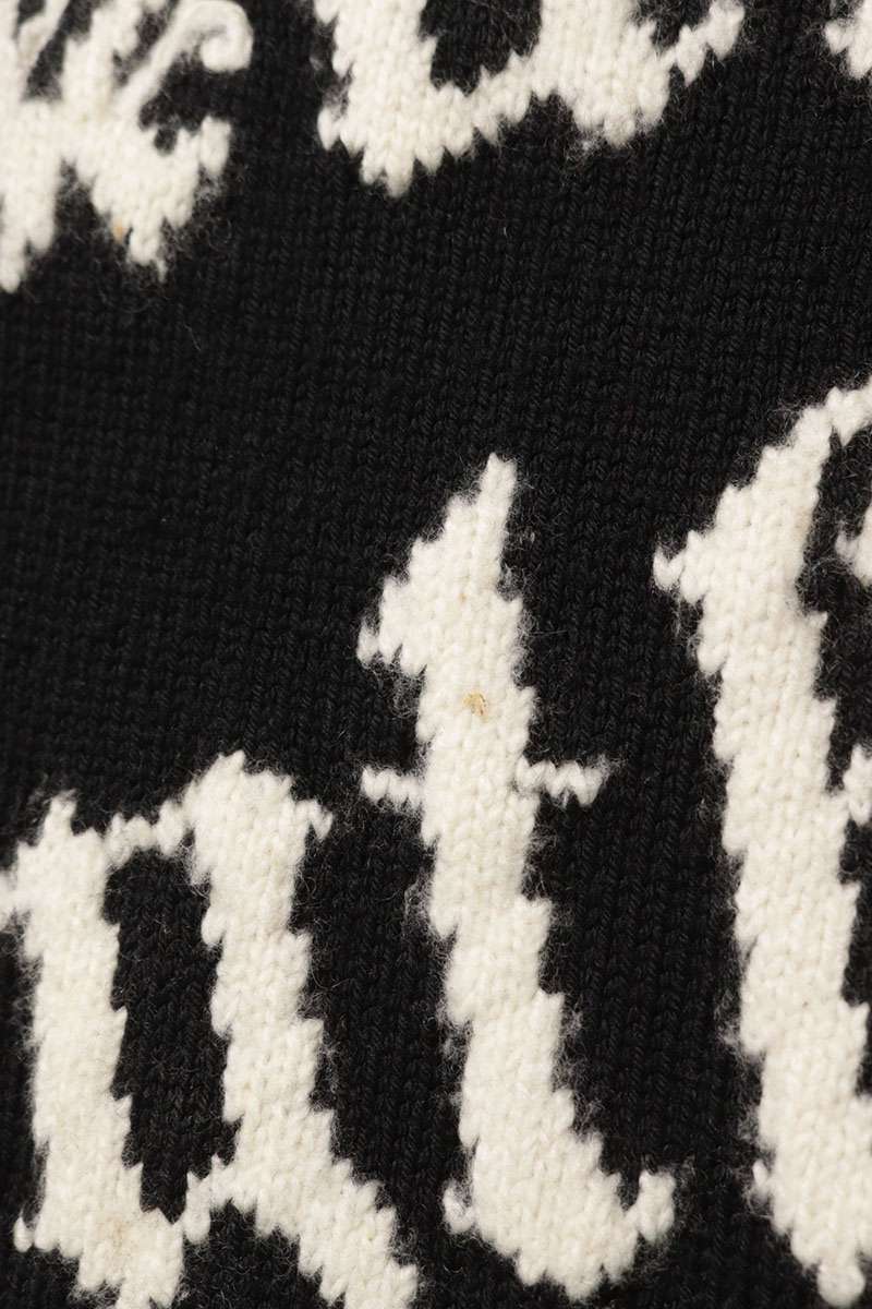 CELINE Dash Snow Wool Crew Neck Knit Black Size XL