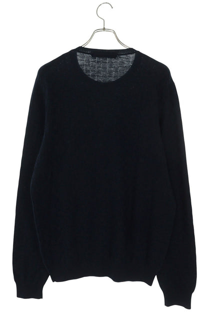 LOUISVUITTON Damier Crewneck Wool Knit Blue Size M