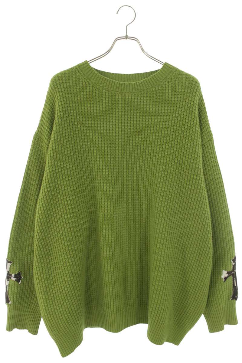 Chrome Hearts Sleeve Cross Patch Cashmere Knit Green Size L