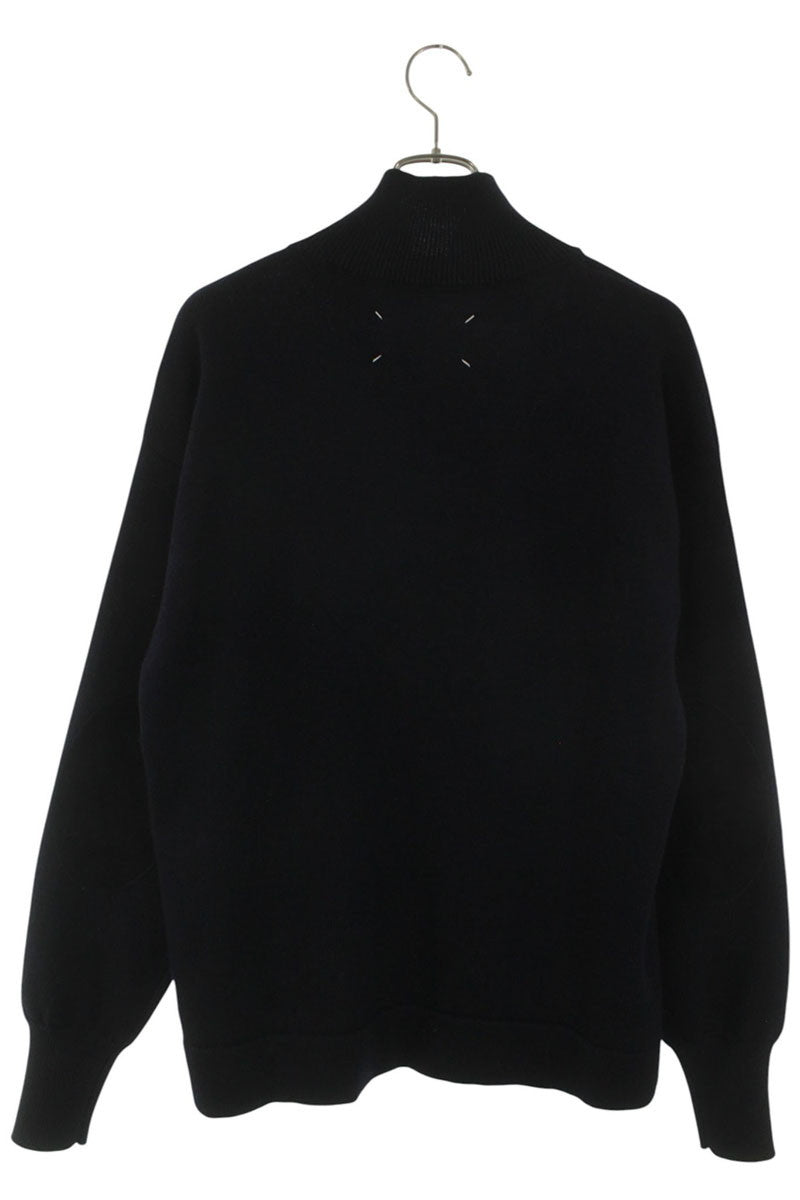 Maison Margiela Wool Elbow Patch Turtleneck Knit Navy Size M
