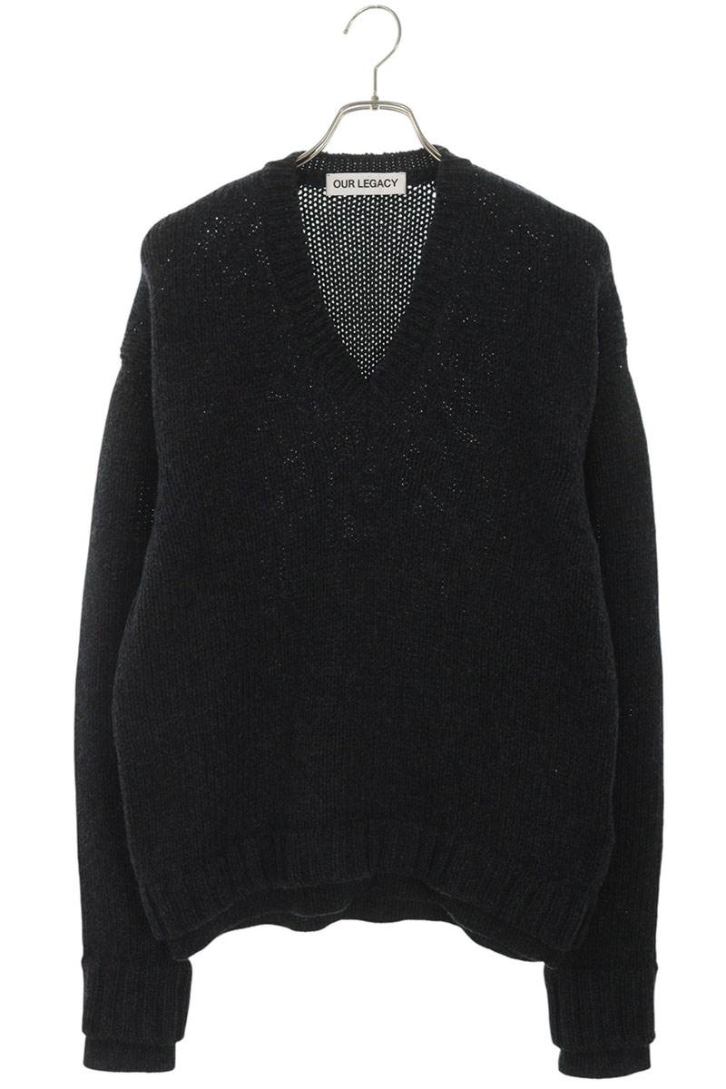 OUR LEGACY V-Neck Knit Dark Gray Wool Size S