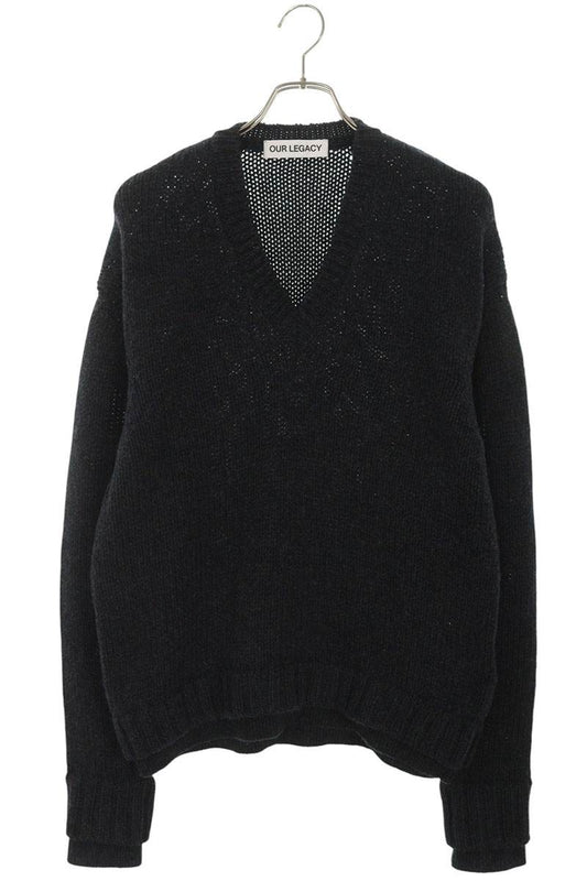 OUR LEGACY V-Neck Knit Dark Gray Wool Size S