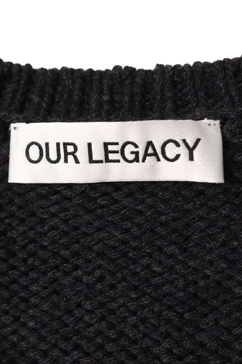 OUR LEGACY V-Neck Knit Dark Gray Wool Size S