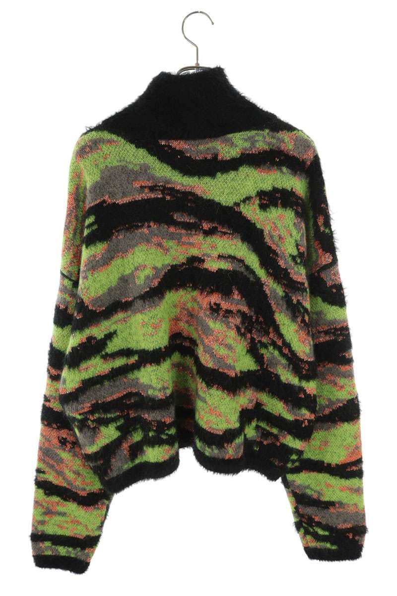 ERL High Neck Half-Zip Mohair Knit Green Black Size M
