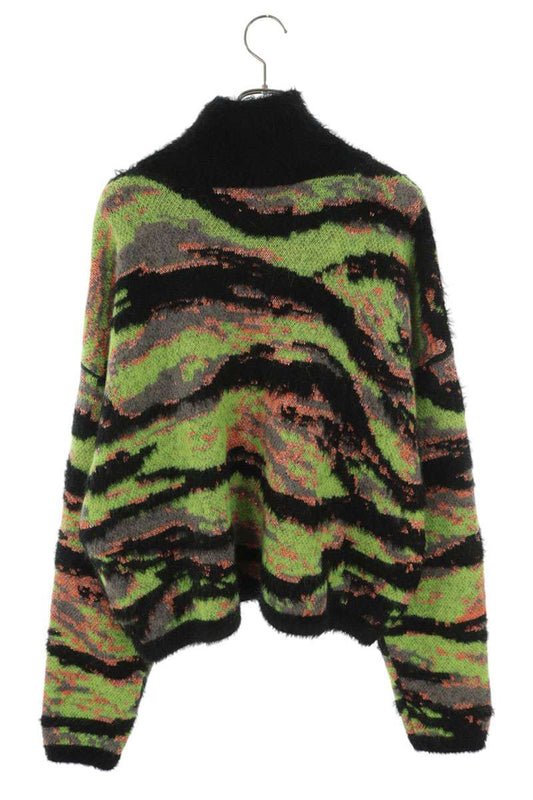 ERL High Neck Half-Zip Mohair Knit Green Black Size M