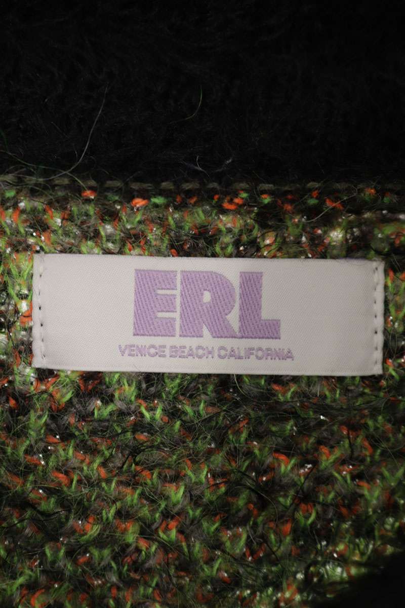 ERL High Neck Half-Zip Mohair Knit Green Black Size M