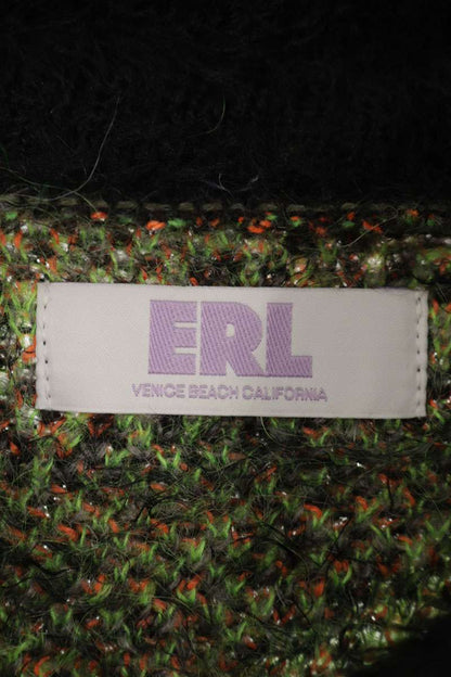 ERL High Neck Half-Zip Mohair Knit Green Black Size M
