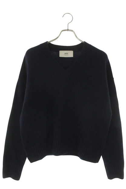 AMI Alexandre Mattiussi Embossed Logo V-Neck Knit Size S