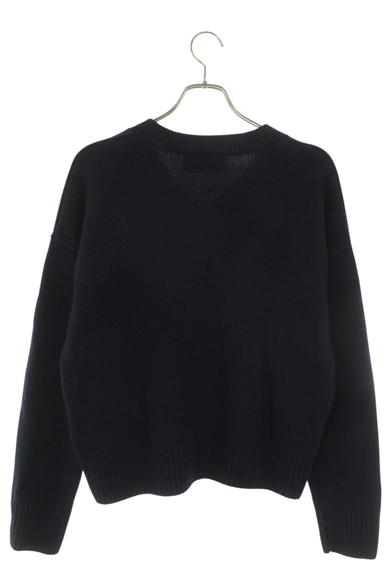 AMI Alexandre Mattiussi Embossed Logo V-Neck Knit Size S