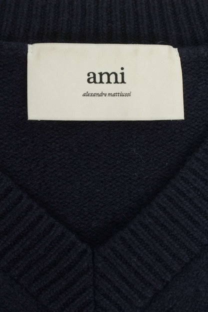 AMI Alexandre Mattiussi Embossed Logo V-Neck Knit Size S